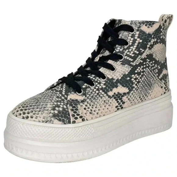 Madden Girl Shoes - Madden Girl Chucki Snake Print Faux Leather High Top Womens Sneakers Size 8.5M
